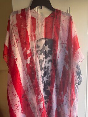 Distressed American Flag Tassel Kimono